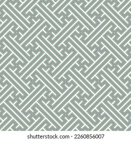 Seamless Sayagata ornament. Repeated interlocking keys background. Oriental pattern. Window tracery image. Ancient ethnic mosaic. Geometric digital paper. Ethnical textile print. Vector artwork