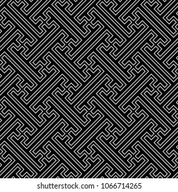 Seamless Sayagata pattern. Repeated interlocking keys background. Classic Oriental ornament. Traditional window tracery image. Ancient ethnic mosaic motif. Digital paper for textile print. Vector art