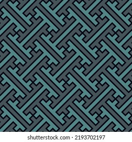 Seamless Sayagata pattern. Repeated interlocking keys background. Oriental ornament. Window tracery image. Ancient ethnic mosaic motif. Geometric digital paper. Textile print. Vector work.