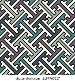 Seamless Sayagata pattern. Repeated interlocking keys background. Oriental ornament. Window tracery image. Ancient ethnic mosaic motif. Geometric digital paper. Textile print. Vector work