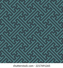 Seamless Sayagata pattern. Repeated interlocking keys background. Oriental ornament. Window tracery image. Ancient ethnic mosaic motif. Geometric digital paper. Ethnical textile print. Vector artwork.