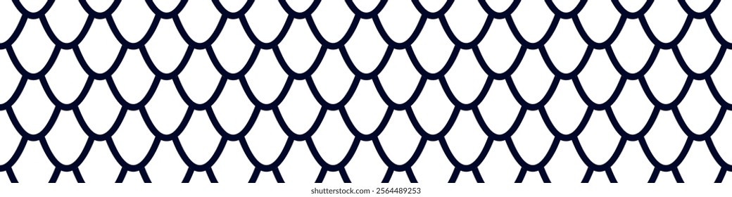 Seamless scale pattern with dragon, snake, and fish skin textures. Japanese and Chinese geometric design for mermaid and reptile prints. Flat vector illustration isolated on white background.