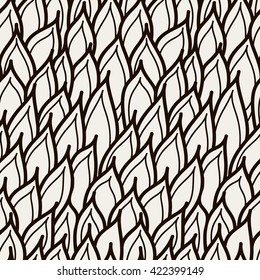 Seamless scale pattern. Vector repeating background. Hand drawn linear texture.