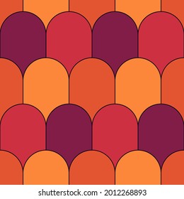 Seamless scales pattern. Japan traditional ornament. Ethnic embroidery. Repeated scallops. Fish scale. Repeat scallop shapes background. Japanese sashiko uroko motif. Squama wallpaper. Vector tiles.