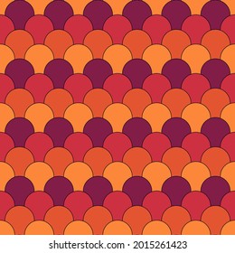 Seamless scales pattern. Japan traditional ornament. Ethnic embroidery. Repeated scallops. Fish scale. Repeat scallop shapes background. Japanese sashiko uroko motif. Squama wallpaper. Vector tiles.
