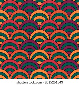 Seamless scales pattern. Japan traditional ornament. Ethnic embroidery. Repeated scallops. Fish scale. Vector tiles. Repeat scallop shapes background. Japanese sashiko uroko motif. Squama wallpaper