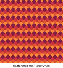 Seamless scales pattern. Japan traditional ornament. Ethnic embroidery. Repeated scallops. Fish scale. Repeat scallop shapes background. Vector tiles. Japanese sashiko uroko motif. Squama wallpaper