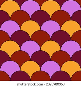 Seamless scales pattern. Japan traditional ornament. Ethnic embroidery. Repeated scallops. Fish scale. Repeat scallop shapes background. Japanese sashiko uroko motif. Squama wallpaper. Vector tiles.