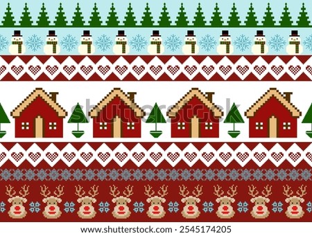 Seamless Scandinavian Christmas Knit Pattern, Fair Isle Christmas Knit Design, Traditional Nordic Christmas Knit, Joyful Christmas Knit Pattern