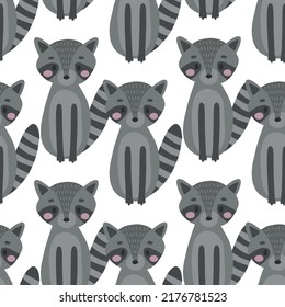 Dibujo escandinavo sin inconvenientes. El fondo de los niños vectores con un mapache. Diseño para impresiones, camisas y carteles.