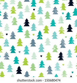 Seamless scandinavian forest christmas tree illustration background pattern in vector