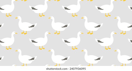 Seamless scandinavian geese pattern. Hand drawn spring pattern with cute goose.