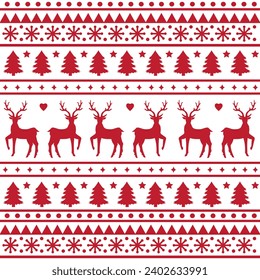 Seamless Scandinavian pattern for Christmas and New Year for winter hat, ugly sweater, jumper, paper or other designs.