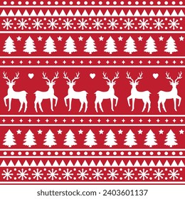 Seamless Scandinavian pattern for Christmas and New Year for winter hat, ugly sweater, jumper, paper or other designs.