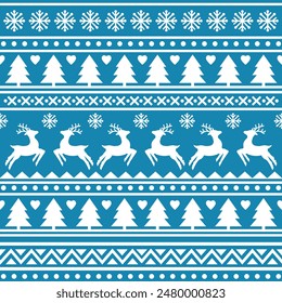 Seamless Scandinavian pattern for Christmas and New Year for winter hat, ugly sweater, jumper, paper or other designs.