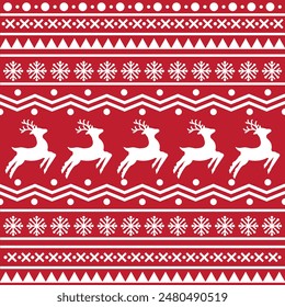 Seamless Scandinavian pattern for Christmas and New Year for winter hat, ugly sweater, jumper, paper or other designs.