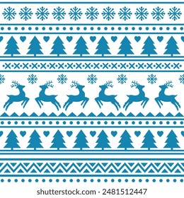 Seamless Scandinavian pattern for Christmas and New Year for winter hat, ugly sweater, jumper, paper or other designs.