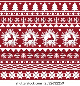 Seamless Scandinavian pattern for Christmas and New Year for winter hat, ugly sweater, jumper, paper or other designs.
