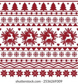 Seamless Scandinavian pattern for Christmas and New Year for winter hat, ugly sweater, jumper, paper or other designs.