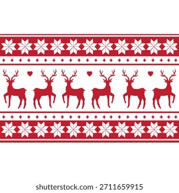 Padrão escandinavo contínuo para o Natal e Ano Novo para o chapéu de inverno, suéter feio, jumper, papel ou outros desenhos.