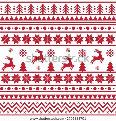 Seamless Scandinavian pattern for Christmas and New Year for winter hat, ugly sweater, jumper, paper or other designs.