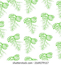 Seamless scandinavian pattern with cute doodle outline green sprouts with roots. Gardening seedling outline background. Scandinavian design concept for textile print, fabric, wrapping and wallpaper. 