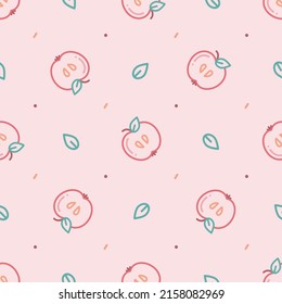 Patrón escandinavo sin inconvenientes con un esquema simple y minimalista fruta de manzana sobre fondo rosa para impresiones, fondos de pantalla, conceptos móviles y aplicaciones web