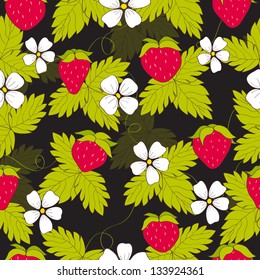 Seamless scandinavian pattern with strawberry