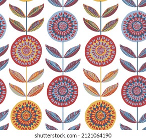 seamless scandinavian pattern from summer indigo leaves. Fashionable colours. Floral cute leaves purple stripe background Colorful seamless repeat pattern with abstract elements.