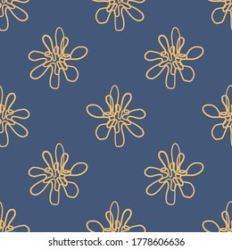 seamless scandinavian style pattern background with hand draw yellow flower from curve line
