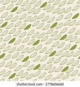 fondo de patrón de estilo escandinavo sin fisuras con hoja verde dibujada a mano