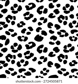 Seamless Scattered Black Leopard Spot Pattern on White Background – Vector Animal Print