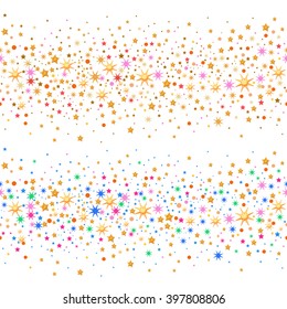 Seamless scattered circles & stars isolated on white background, vector illustration