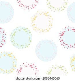 Seamless scattered confetti fall chaotic decor. Abstract vector illustration. Marvelous classic colorful polka dots textile pattern. 