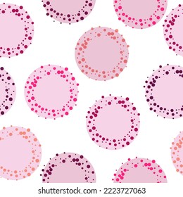 Seamless scattered confetti fall chaotic decor. Abstract vector illustration. Marvelous classic colorful polka dots textile pattern. 