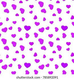 Seamless scattered hearts pattern. Valentines day vivid love background