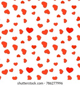 Seamless scattered hearts pattern. Valentines day bright background