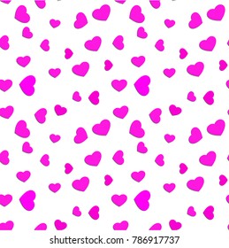 Seamless scattered hearts pattern. Valentines day vivid love background