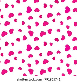 Seamless scattered hearts pattern. Valentine's day vivid love background