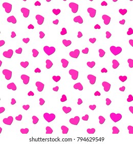 Seamless scattered hearts pattern. Valentines day vivid love background