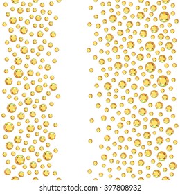 Seamless scattered rhinestones isolated on white background, vector illustration