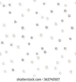 Seamless scattered shiny silver  glitter polka dot  pattern