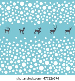 Seamless scattered snowballs isolated on blue background, vector illustration