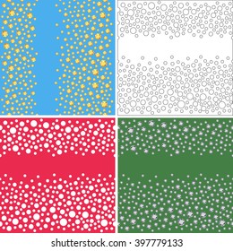 Seamless scattered textures set (crystals, rhinestones), vector illustration