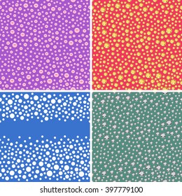 Seamless scattered textures set (pearls, rhinestones), vector illustration