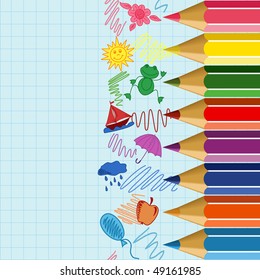 Seamless school border with vertical orientation (eps10)