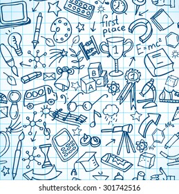 Seamless school doodles background