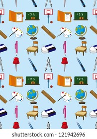 seamless school element pattern,cartoon vector illustration