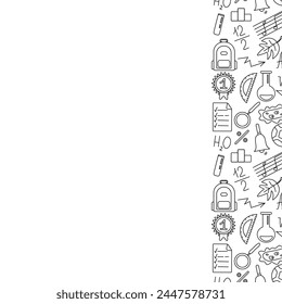 Seamless school frame. Hand drawn doodle school background. Education illustration