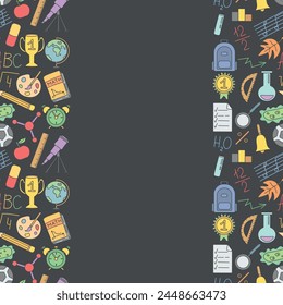 Marco escolar sin costuras. Fondo de la escuela de garabatos dibujado a mano. ilustración de Educación